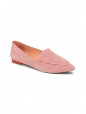 Pink Faux Suede Loafer Flats, Size 8½